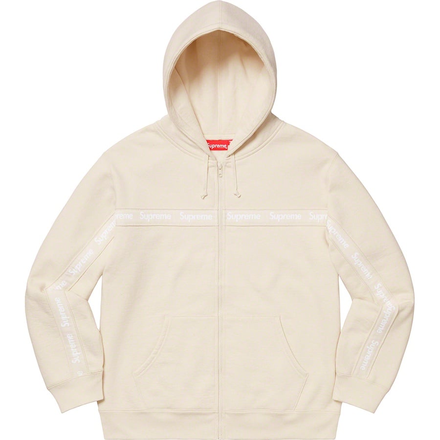 Details on Text Stripe Zip Up Hooded Sweatshirt Natural from fall winter
                                                    2019 (Price is $168)