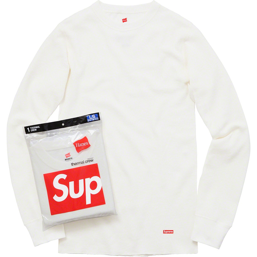 Details on Supreme Hanes Thermal Crew (1 Pack) Natural from fall winter
                                                    2019 (Price is $24)