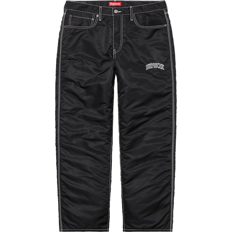 Details on Supreme Levi's Nylon Pant Black from fall winter 2019 (Price is $168)