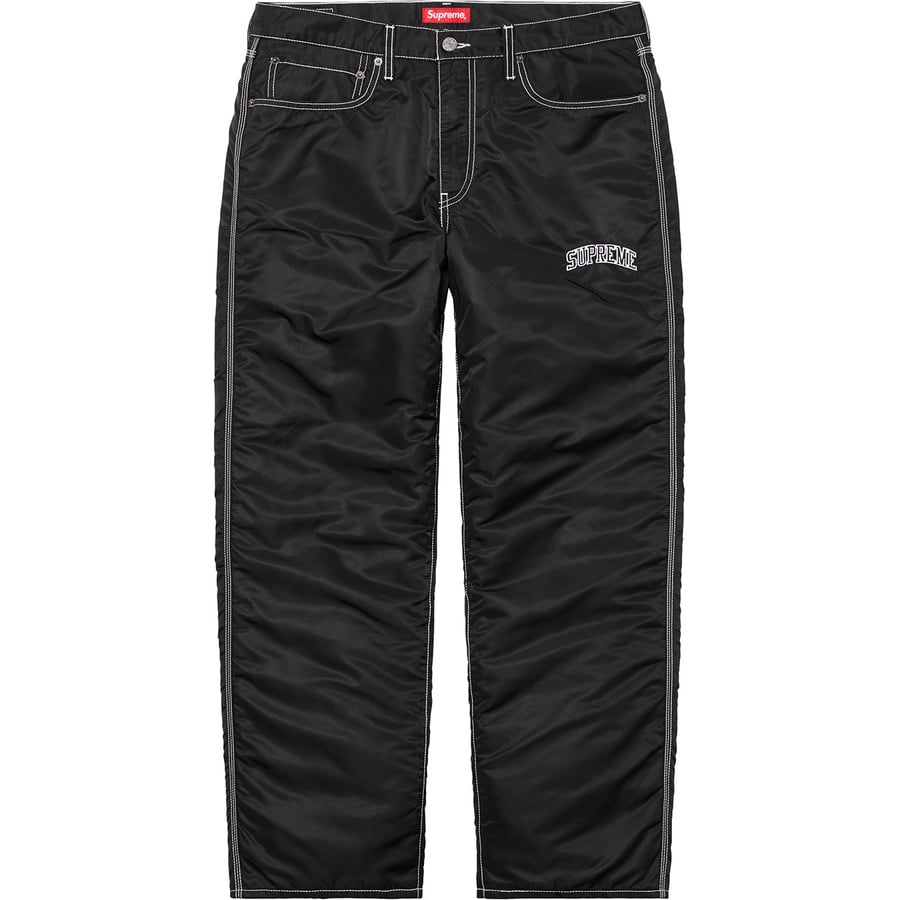 Details on Supreme Levi's Nylon Pant Black from fall winter
                                                    2019 (Price is $168)