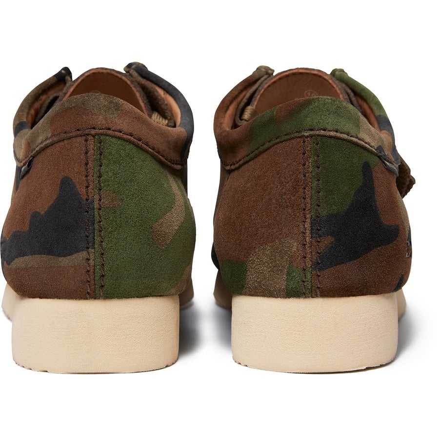 Details on Supreme Clarks Originals GORE-TEX Wallabee Woodland Camo from fall winter
                                                    2019 (Price is $198)