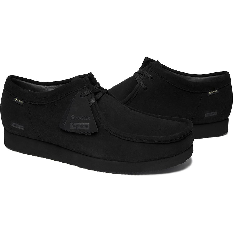 Details on Supreme Clarks Originals GORE-TEX Wallabee Black from fall winter
                                                    2019 (Price is $198)