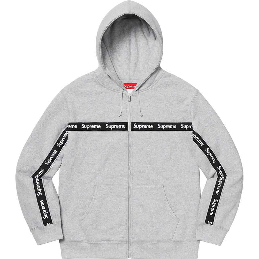 Details on Text Stripe Zip Up Hooded Sweatshirt Heather Grey from fall winter
                                                    2019 (Price is $168)