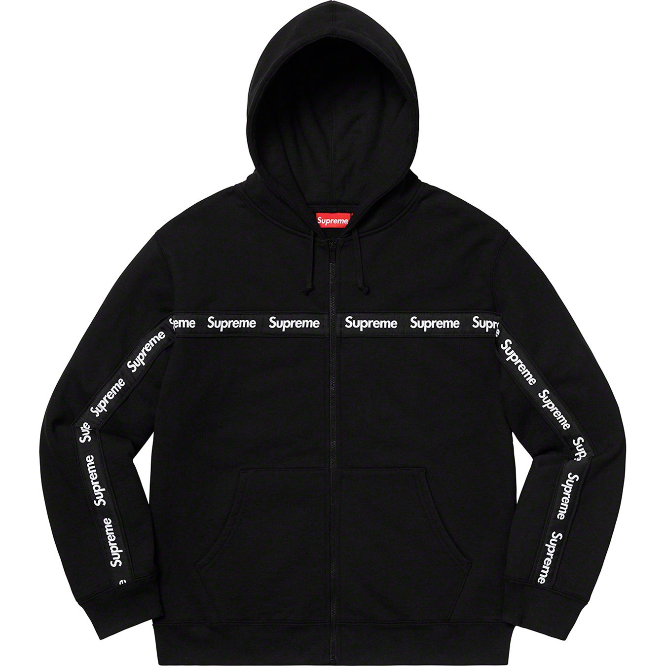 supreme Text Stripe Zip Up Hooded