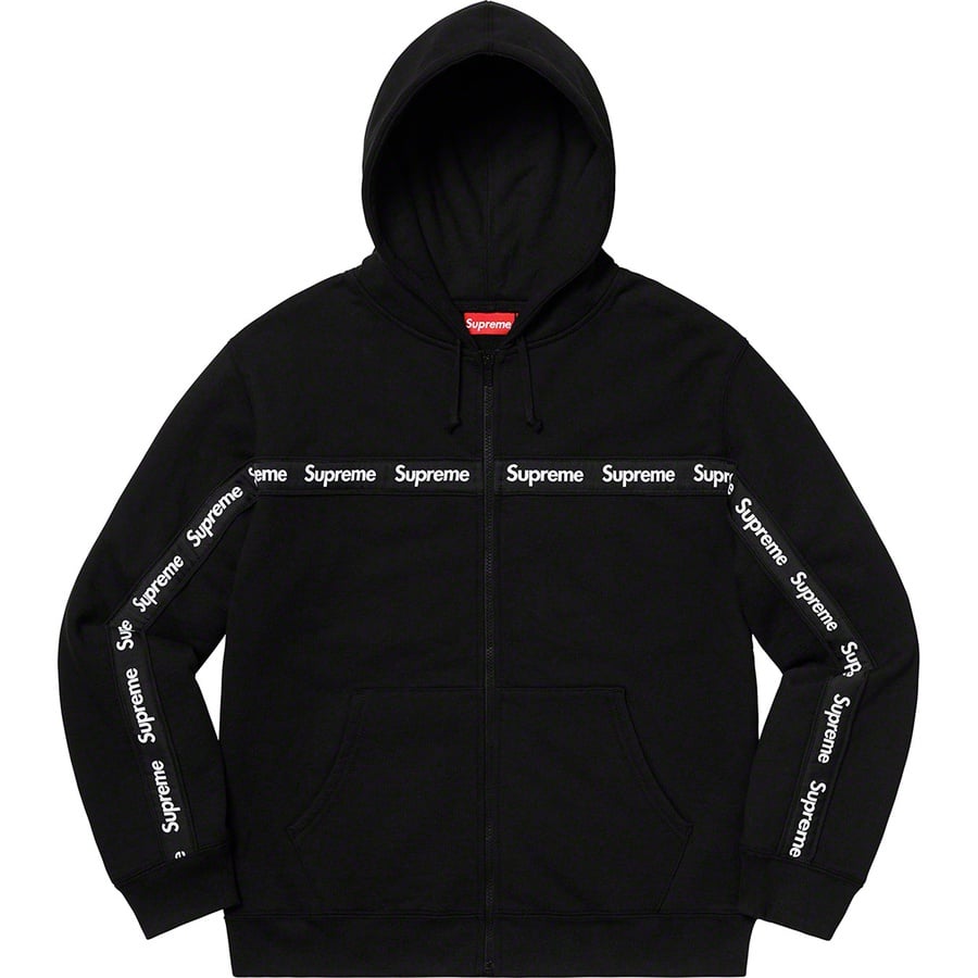 Details on Text Stripe Zip Up Hooded Sweatshirt Black from fall winter
                                                    2019 (Price is $168)