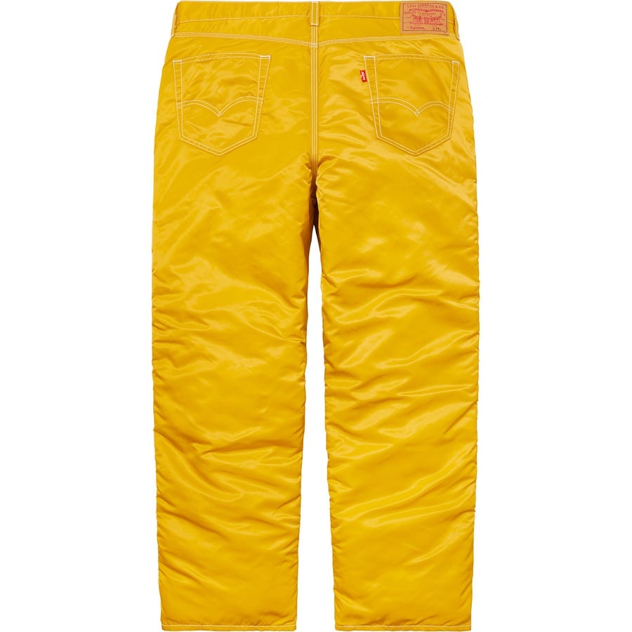 Details on Supreme Levi's Nylon Pant Yellow from fall winter
                                                    2019 (Price is $168)