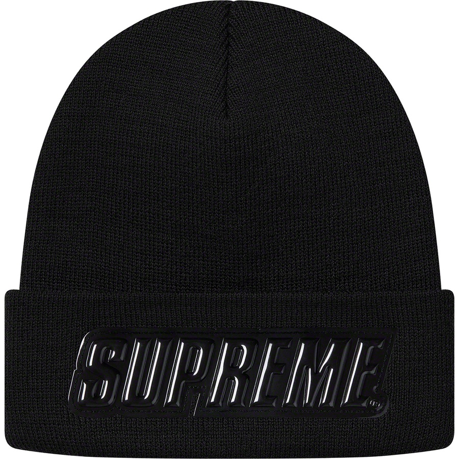 Details on Raised Patent Logo Beanie Black from fall winter
                                                    2019 (Price is $36)