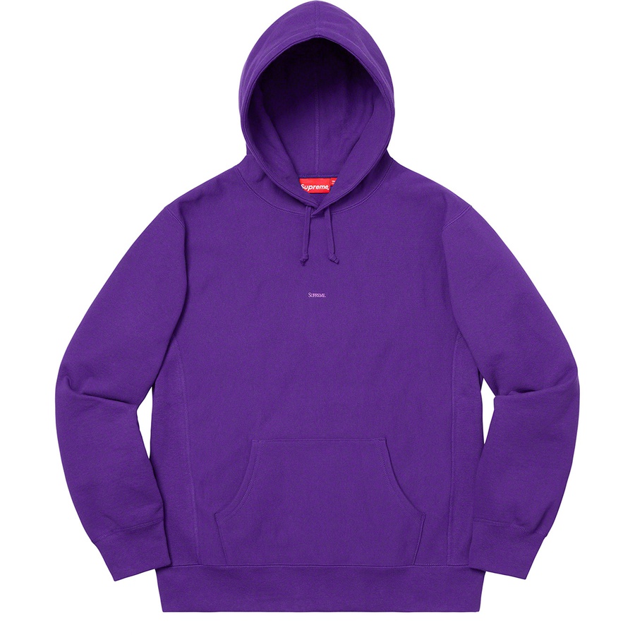 Details on Micro Logo Hooded Sweatshirt Purple from fall winter 2019 (Price is $158)