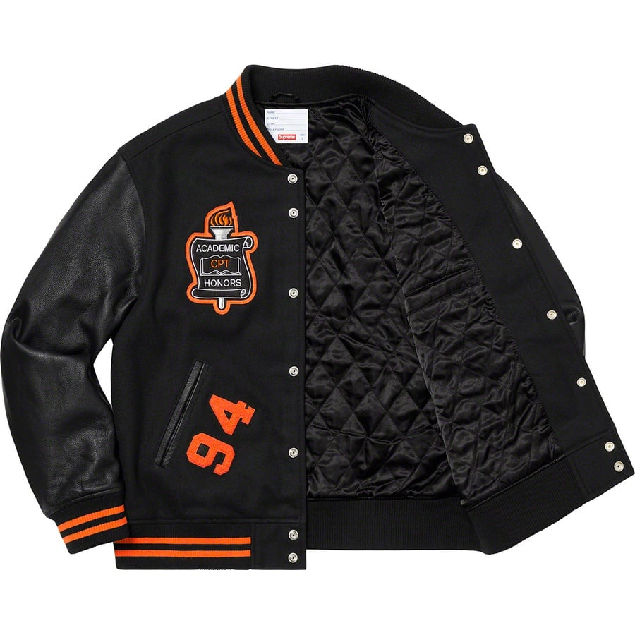 Details on Team Varsity Jacket Black from fall winter
                                                    2019 (Price is $448)