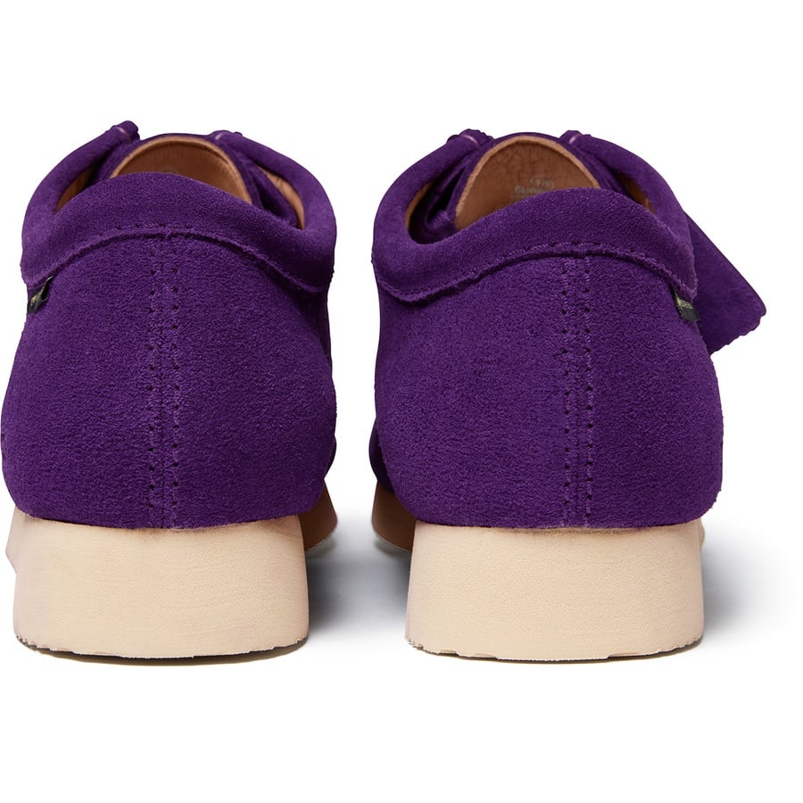 Details on Supreme Clarks Originals GORE-TEX Wallabee Purple from fall winter
                                                    2019 (Price is $198)