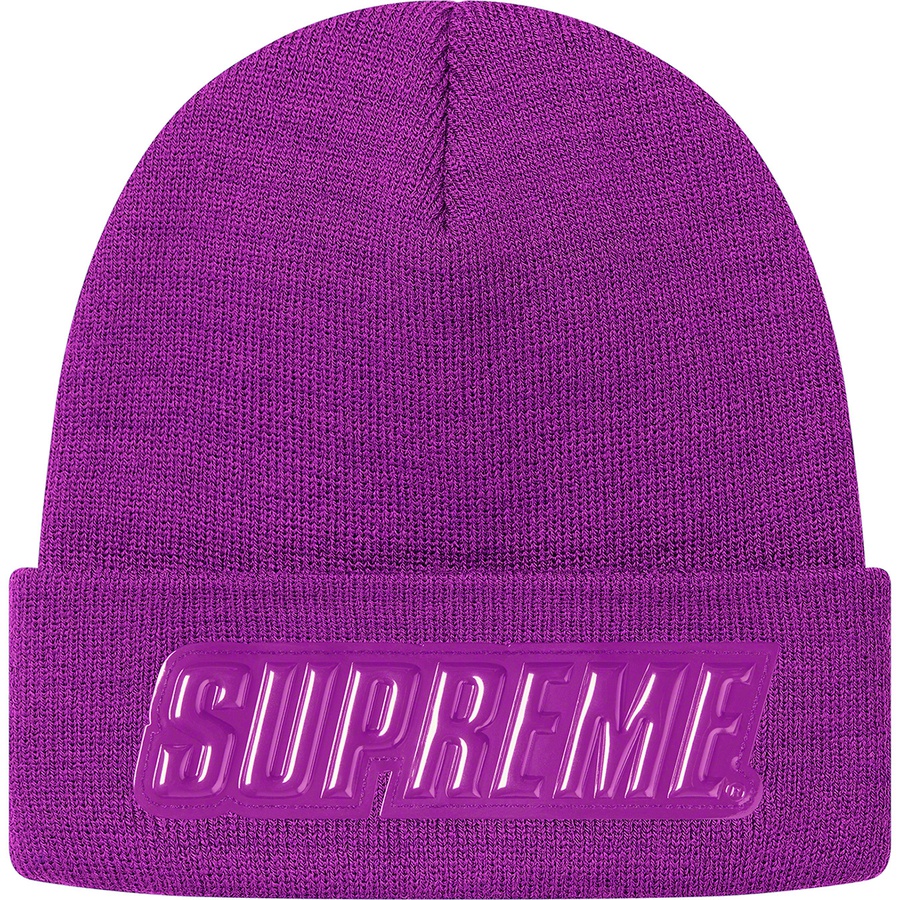 Details on Raised Patent Logo Beanie Purple from fall winter
                                                    2019 (Price is $36)