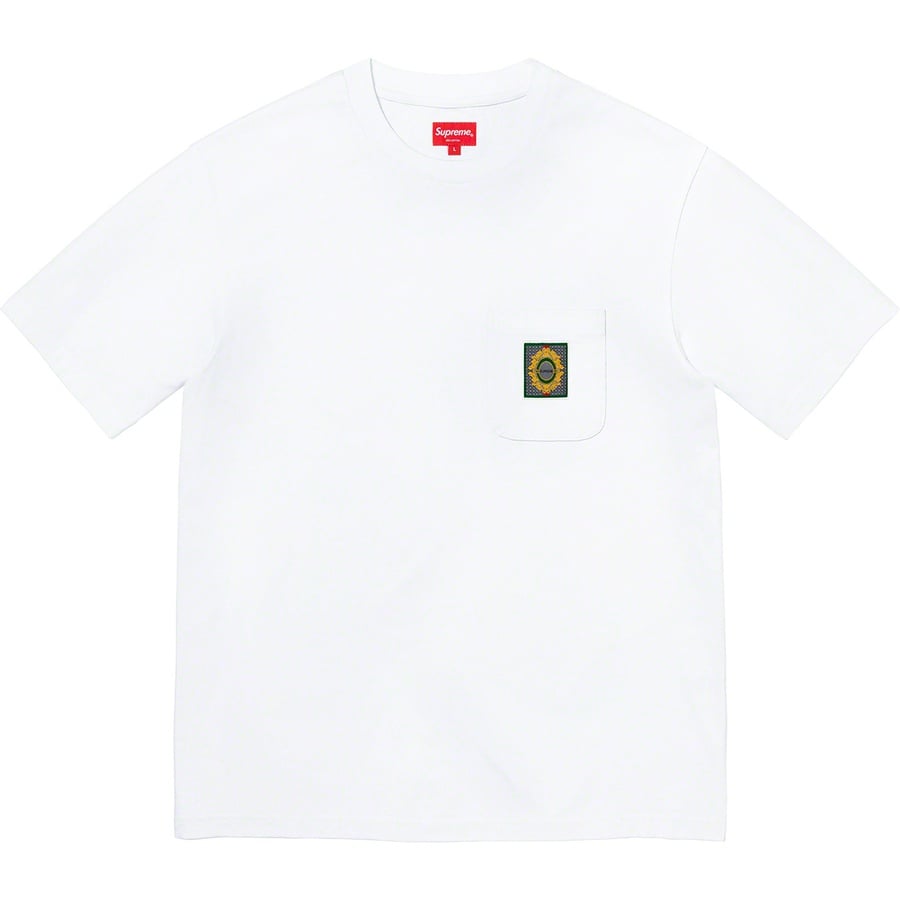 Details on Crest Label Pocket Tee White from fall winter
                                                    2019 (Price is $68)