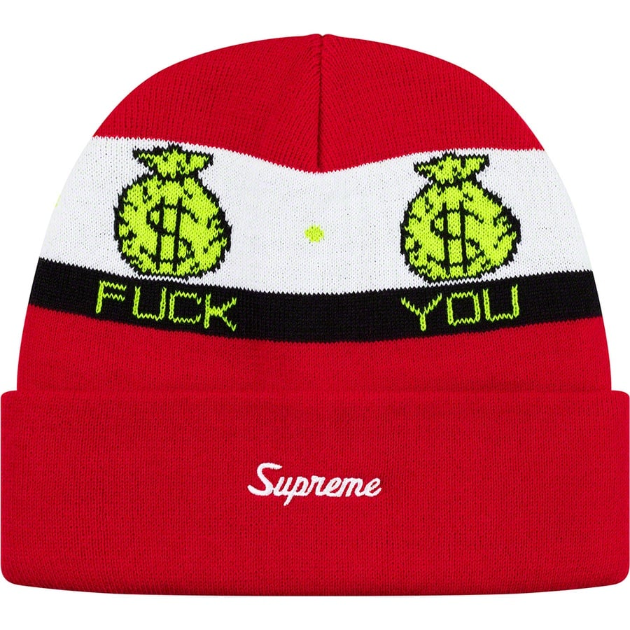 Details on Pay Me Beanie Red from fall winter 2019 (Price is $34)