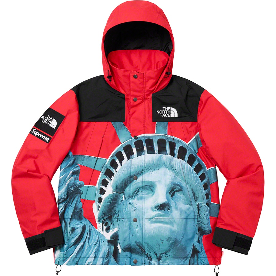 Details on Supreme The North Face Statue of Liberty Mountain Jacket Red from fall winter
                                                    2019 (Price is $398)