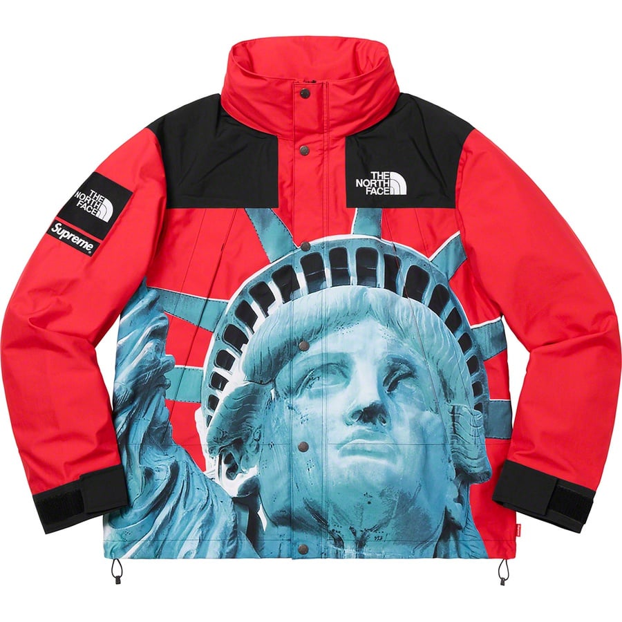 Details on Supreme The North Face Statue of Liberty Mountain Jacket Red from fall winter
                                                    2019 (Price is $398)