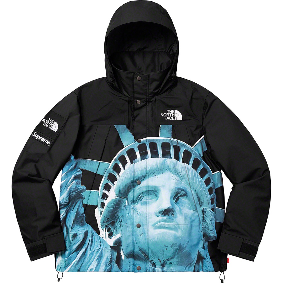 Details on Supreme The North Face Statue of Liberty Mountain Jacket Black from fall winter 2019 (Price is $398)
