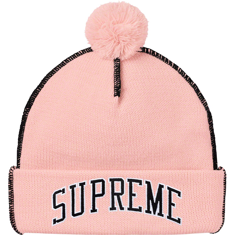 Details on Contrast Stitch Beanie Light Pink from fall winter
                                                    2019 (Price is $36)