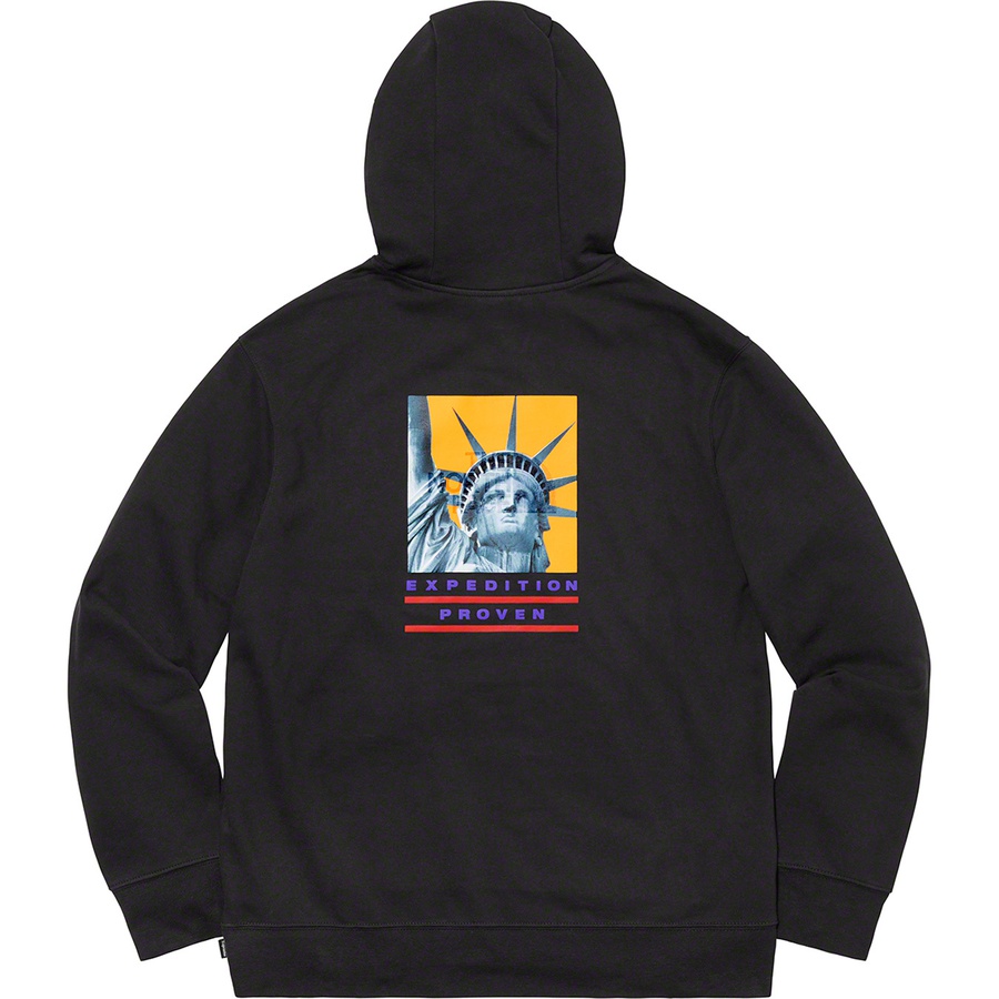 Details on Supreme The North Face Statue of Liberty Hooded Sweatshirt Black from fall winter 2019 (Price is $138)