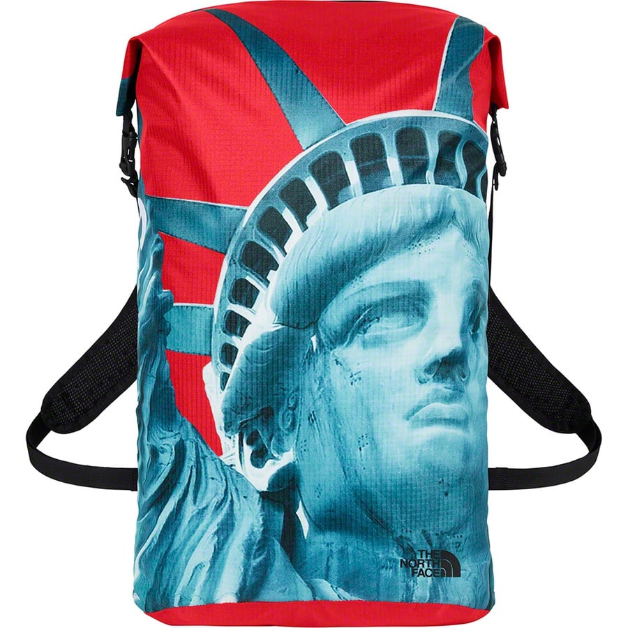 Details on Supreme The North Face Statue of Liberty Waterproof Backpack Red from fall winter 2019 (Price is $168)