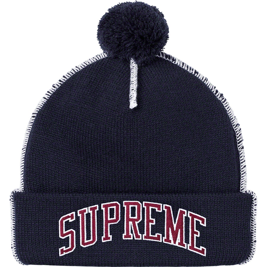 Supreme Contrast Stitch Beanie (FW19) - Navy - $36