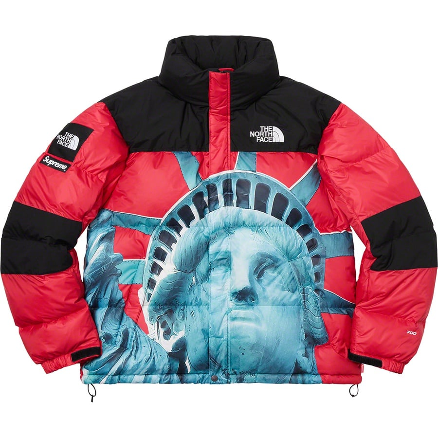 Details on Supreme The North Face Statue of Liberty Baltoro Jacket Red from fall winter
                                                    2019 (Price is $498)