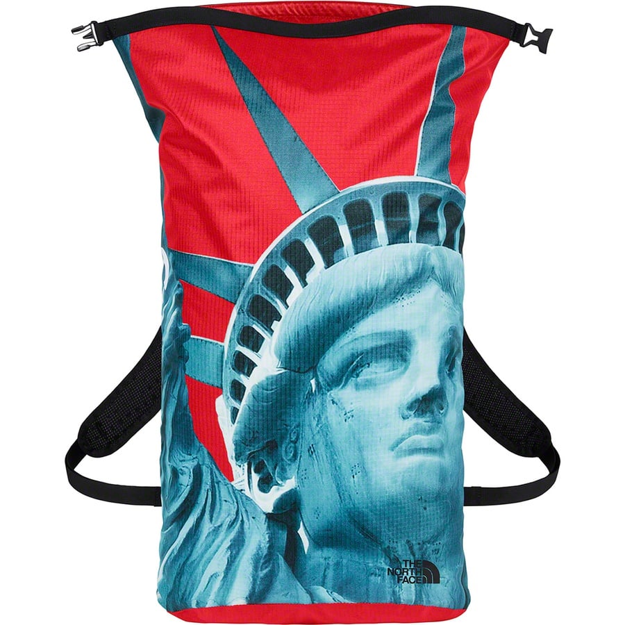 Details on Supreme The North Face Statue of Liberty Waterproof Backpack Red from fall winter
                                                    2019 (Price is $168)