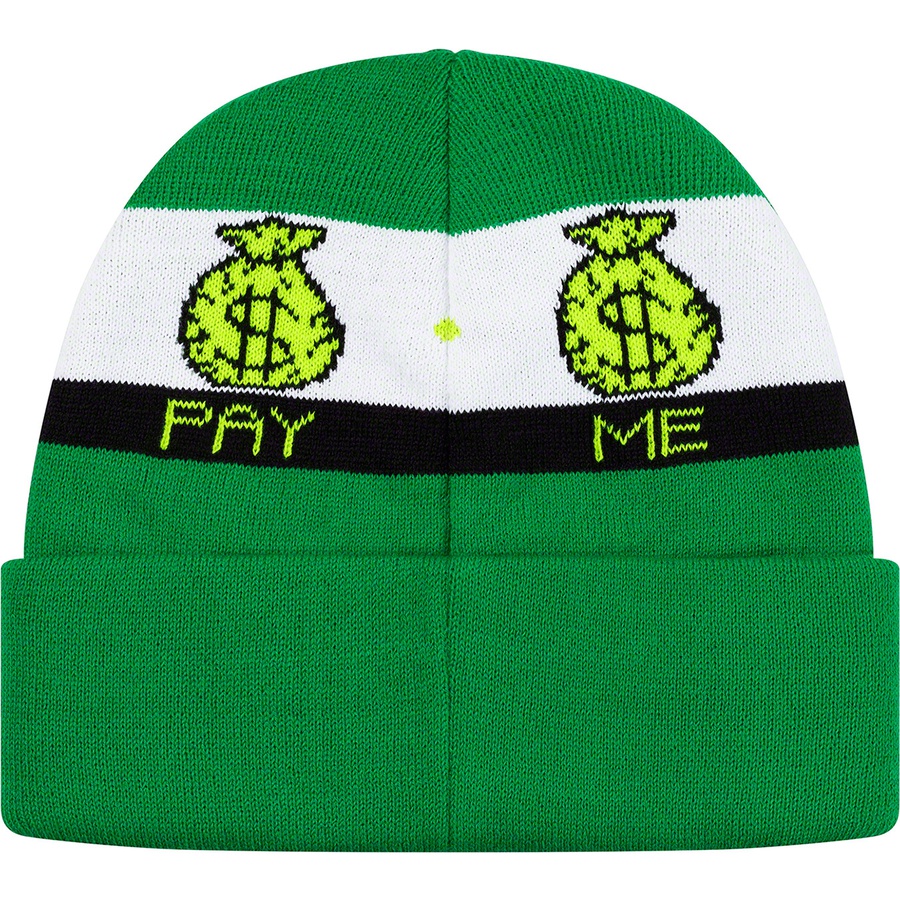 Details on Pay Me Beanie Green from fall winter 2019 (Price is $34)