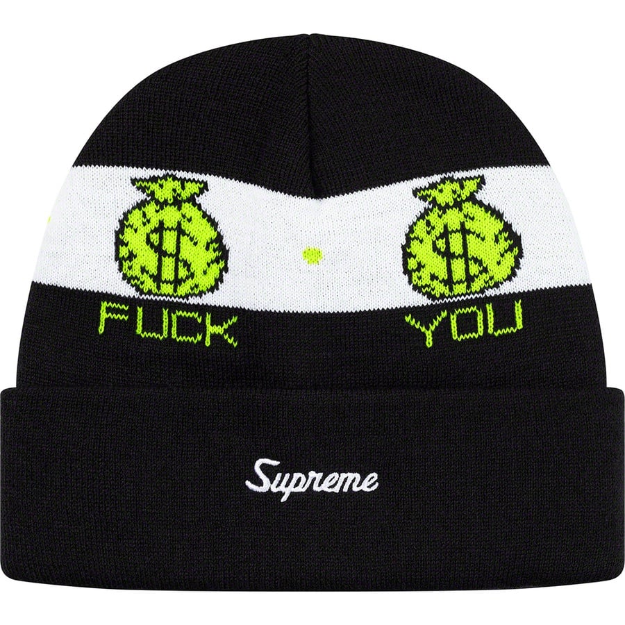 Details on Pay Me Beanie Black from fall winter
                                                    2019 (Price is $34)