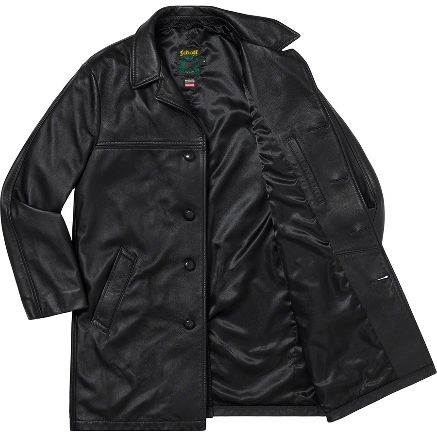 Supreme Supreme Schott Leather Overcoat (FW19) - Black - $798