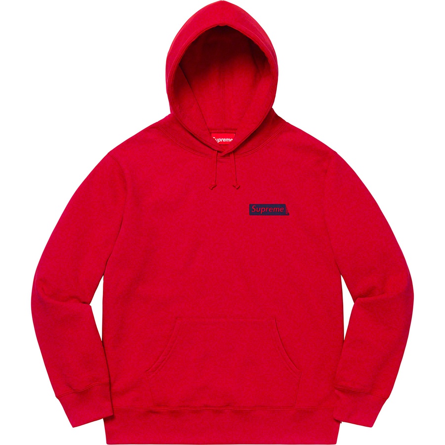Details on Stop Crying Hooded Sweatshirt Red from fall winter 2019 (Price is $158)