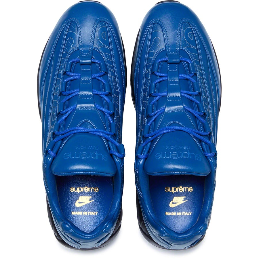 Details on Supreme Nike Air Max 95 LuxMade in Italy Royal from fall winter
                                                    2019 (Price is $500)