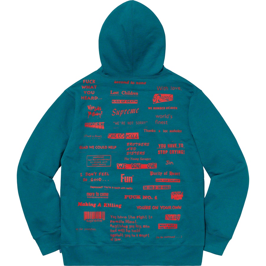 Details on Stop Crying Hooded Sweatshirt Marine Blue from fall winter 2019 (Price is $158)