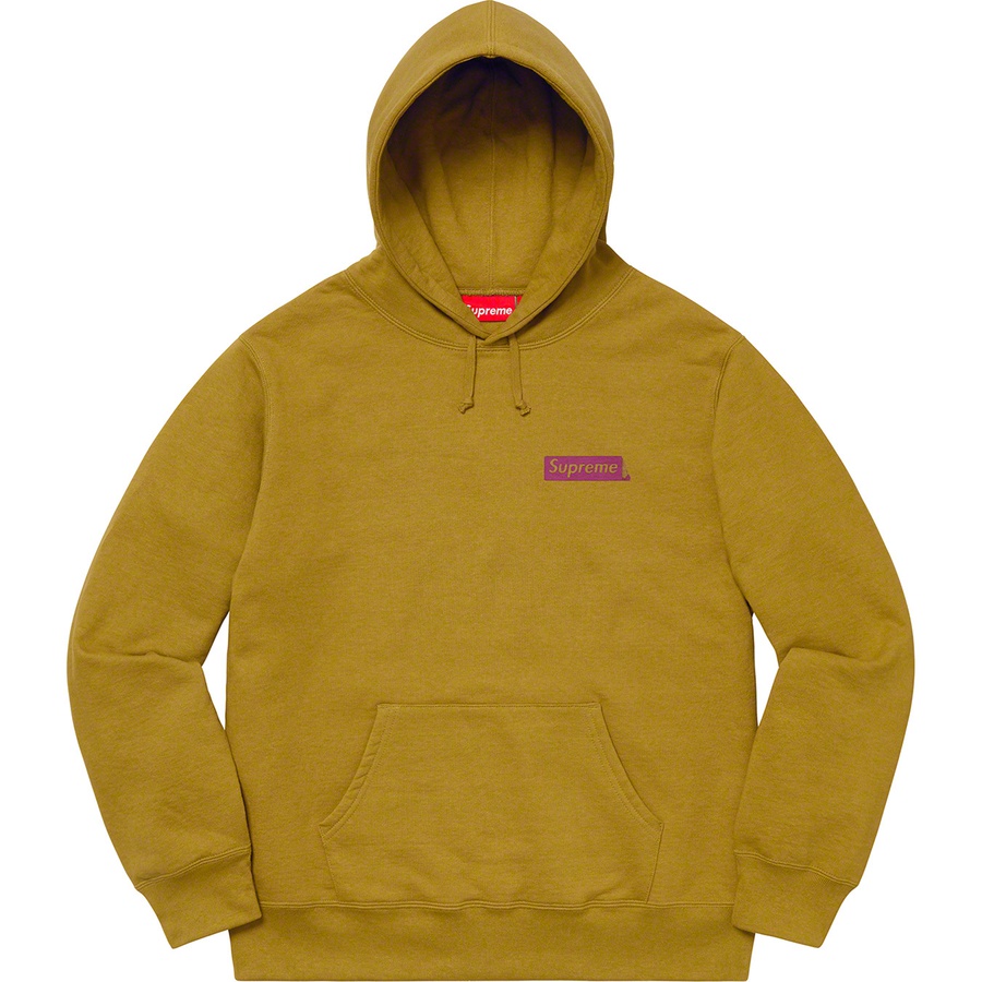 Details on Stop Crying Hooded Sweatshirt Dark Mustard from fall winter 2019 (Price is $158)