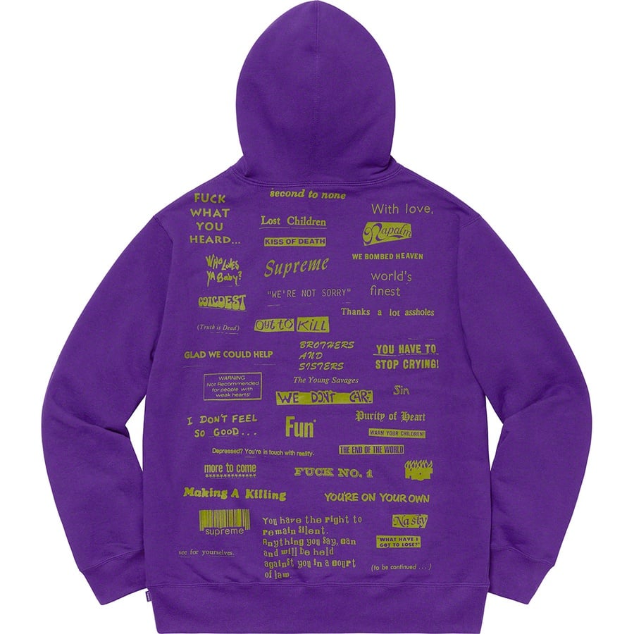 Details on Stop Crying Hooded Sweatshirt Purple from fall winter
                                                    2019 (Price is $158)