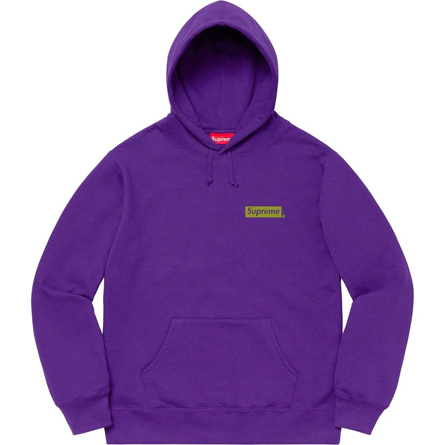 Details on Stop Crying Hooded Sweatshirt Purple from fall winter 2019 (Price is $158)