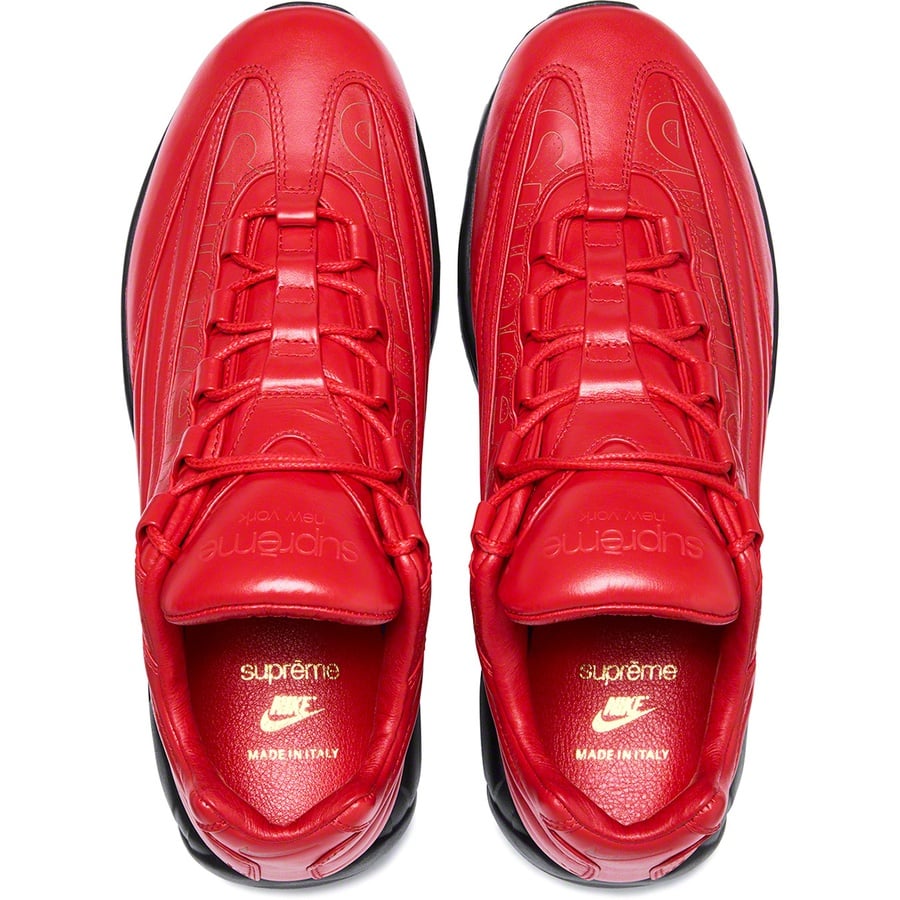 Details on Supreme Nike Air Max 95 LuxMade in Italy Red from fall winter
                                                    2019 (Price is $500)