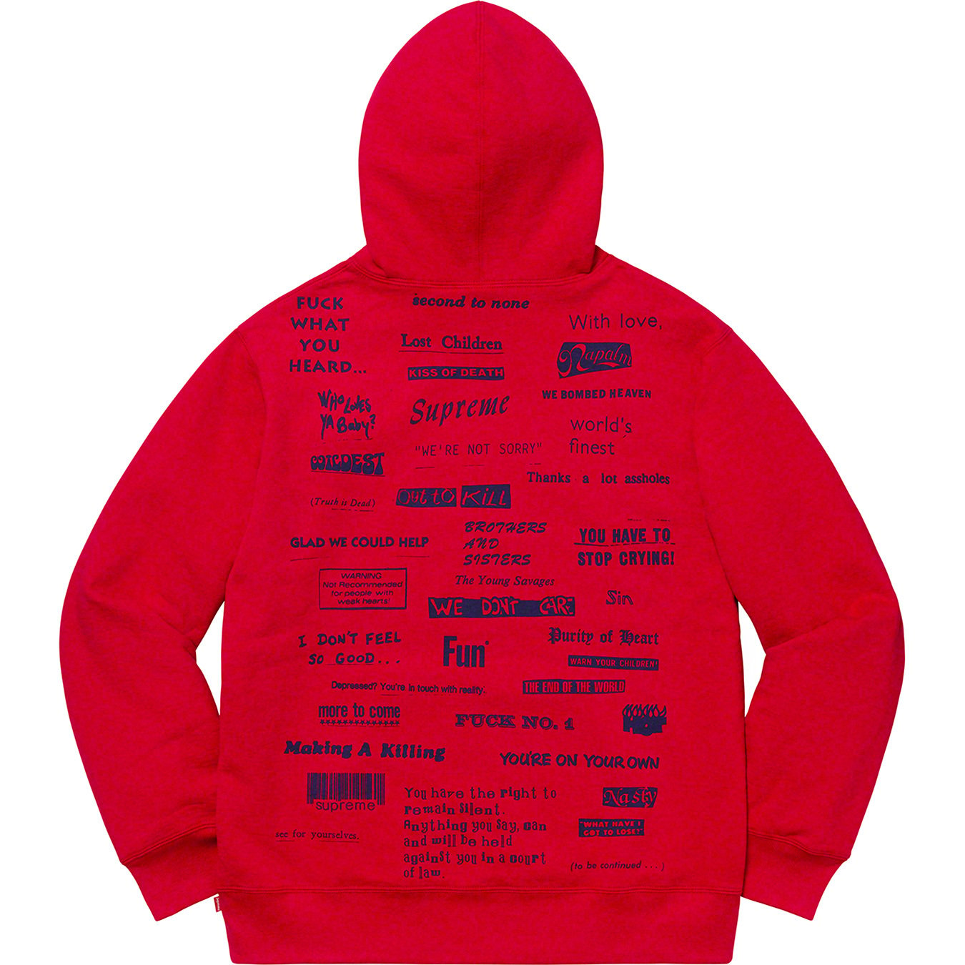 Supreme Stop Crying Hooded Sweatshirt