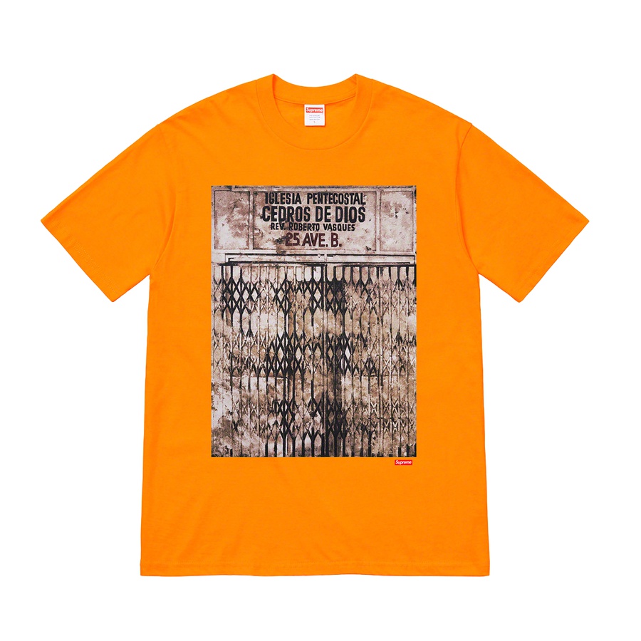 Details on Martin Wong Supreme Iglesia Pentecostal Tee from fall winter 2019 (Price is $48)