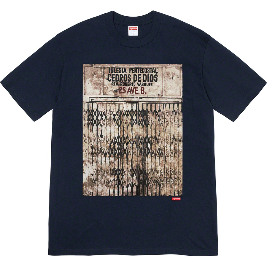 Details on Martin Wong Supreme Iglesia Pentecostal Tee Navy from fall winter
                                                    2019 (Price is $48)