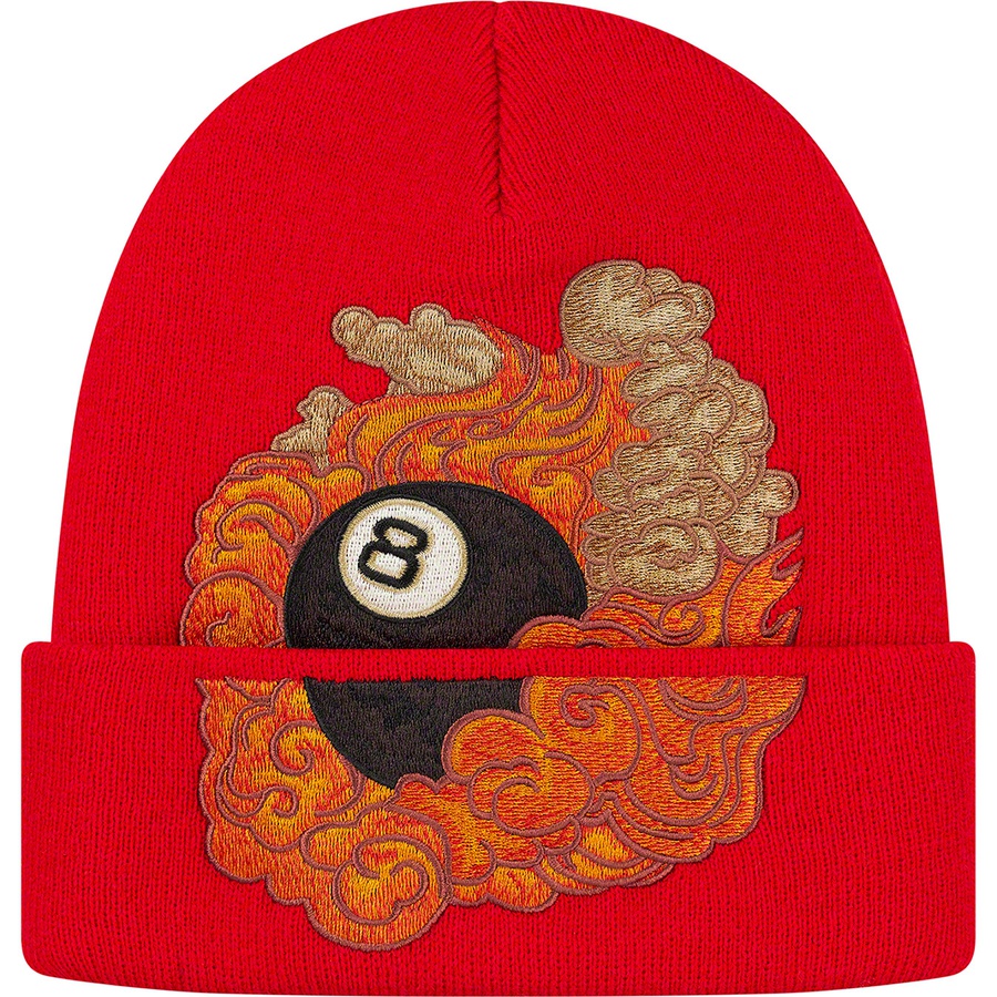 Details on Martin Wong Supreme 8-Ball Beanie Red from fall winter 2019 (Price is $40)