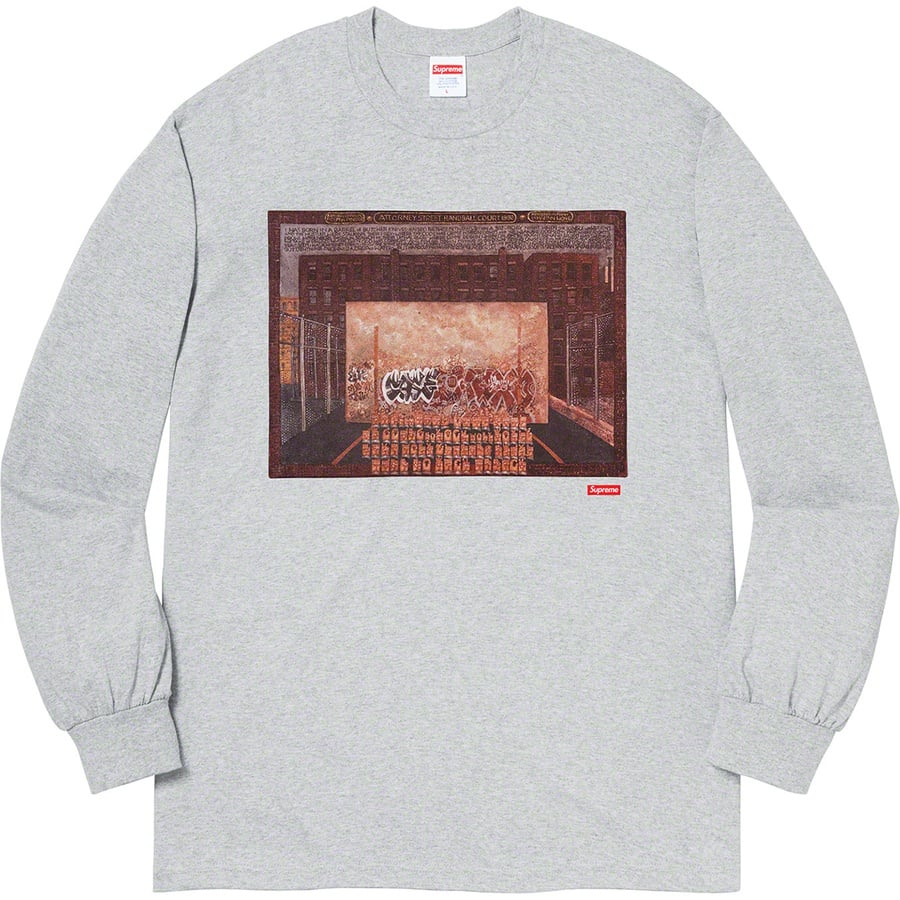 Details on Martin Wong Supreme Attorney Street L S Tee Heather Grey from fall winter 2019 (Price is $58)