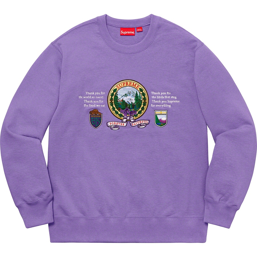 Details on Mountain Crewneck Light Violet from fall winter
                                                    2019 (Price is $158)