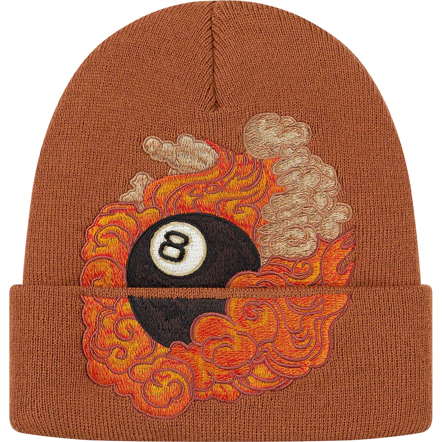 Details on Martin Wong Supreme 8-Ball Beanie Brown from fall winter 2019 (Price is $40)