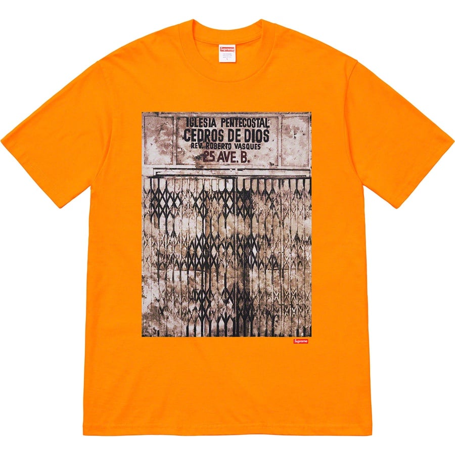 Details on Martin Wong Supreme Iglesia Pentecostal Tee Bright Orange from fall winter
                                                    2019 (Price is $48)