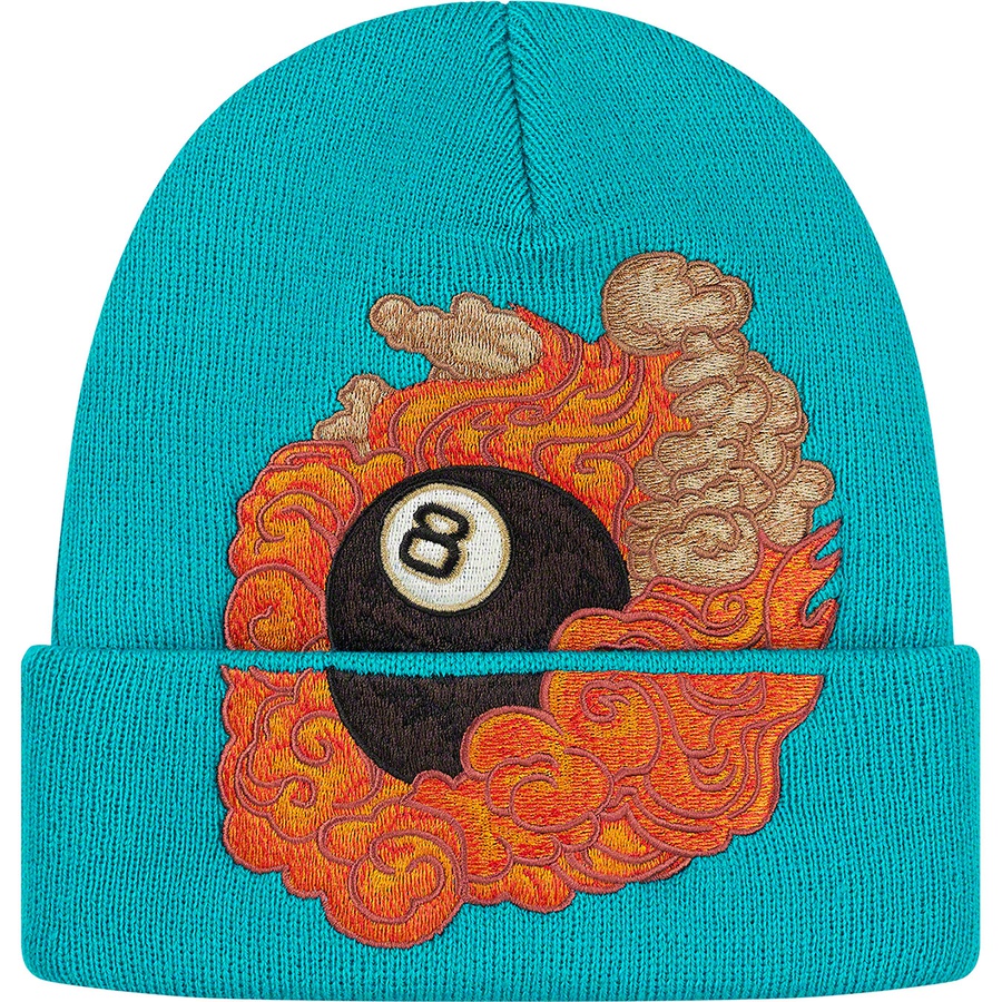 Details on Martin Wong Supreme 8-Ball Beanie Bright Blue from fall winter 2019 (Price is $40)