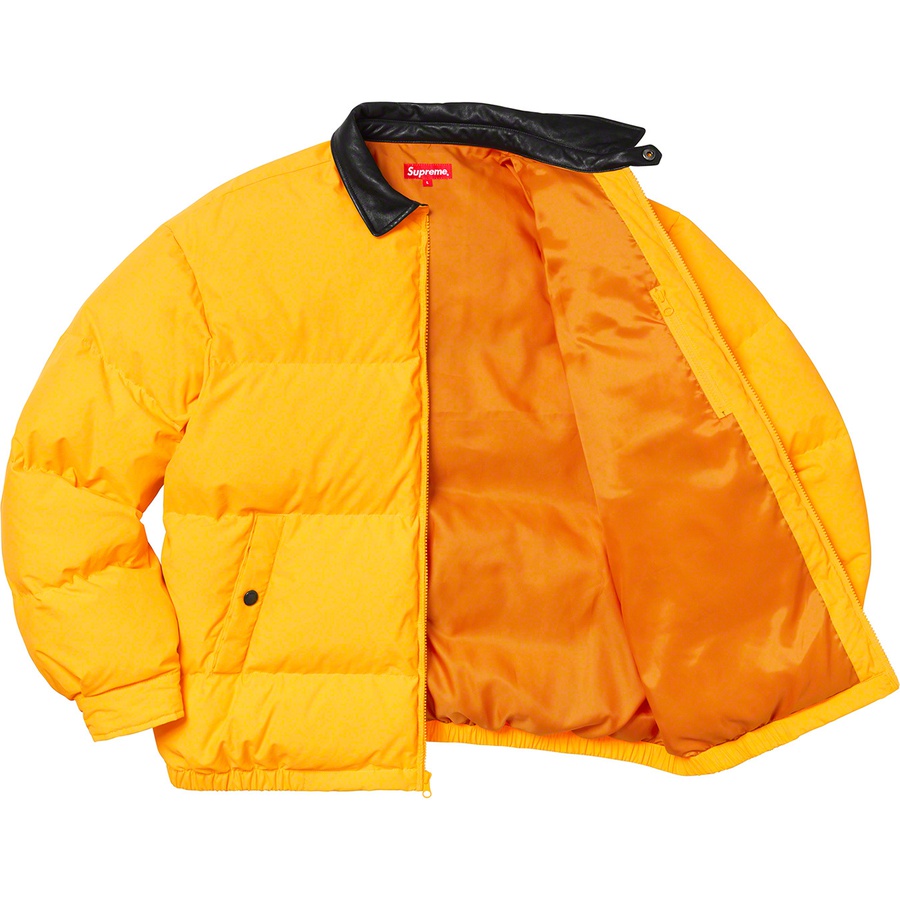 Details on Leather Collar Puffy Jacket Yellow from fall winter 2019 (Price is $268)