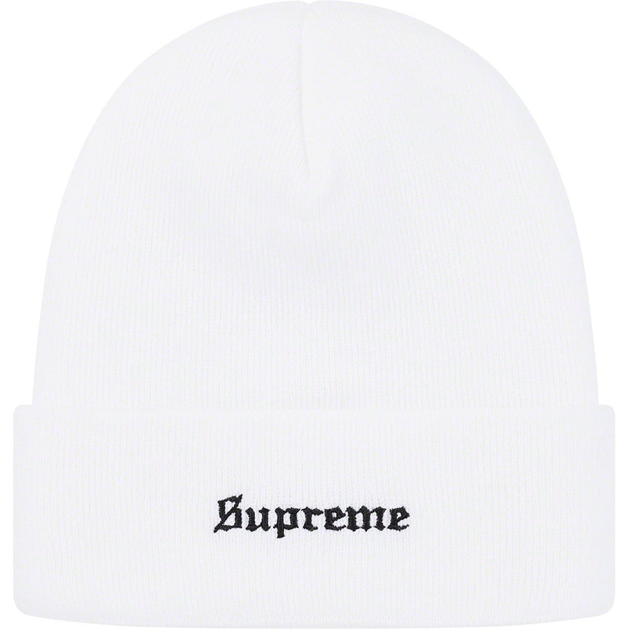 Details on Martin Wong Supreme 8-Ball Beanie White from fall winter 2019 (Price is $40)