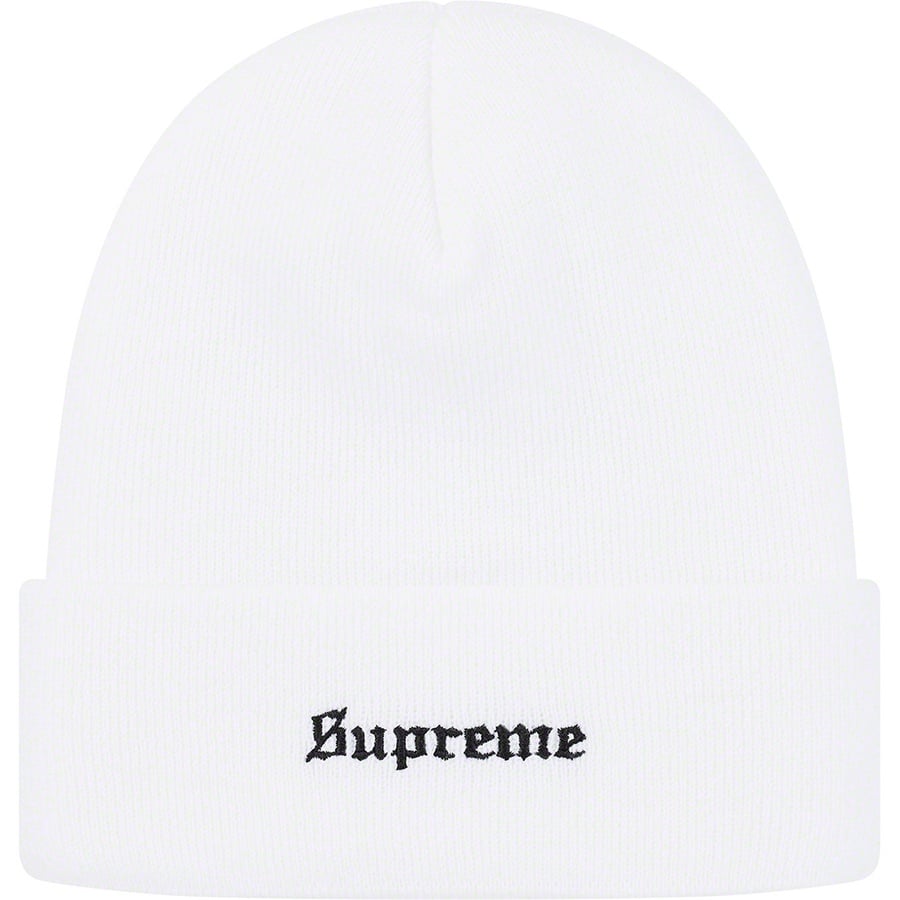 Details on Martin Wong Supreme 8-Ball Beanie White from fall winter
                                                    2019 (Price is $40)