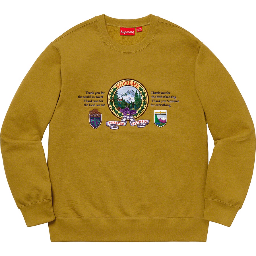 Details on Mountain Crewneck Dark Mustard from fall winter 2019 (Price is $158)