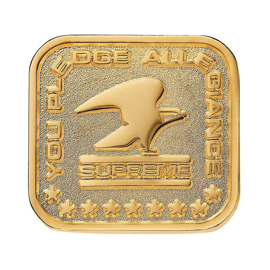 Details on Pledge Allegiance Pin Gold from fall winter
                                                    2019 (Price is $8)